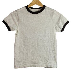 Old Navy Boys T Shirt Tan Brown Small Crew Short Sleeve Pullover 100% Cotton